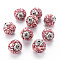 Handmade Indonesia Beads, with Metal Findings, Round, Antique Silver, Pink, 19x18mm, Hole: 1.5mm