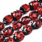Handmade Lampwork Beads Strands, Ladybug, Red, 10.5~14x9~11x5~8mm, Hole: 1~2mm, about 20pcs/Strand, 8.86 inch~9.06 inch(22.5~23cm)