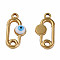 304 Stainless Steel Enamel Pendants, Oval with Evil Eye, Golden, White, 20x10x3mm, Hole: 1.6mm