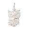 925 Sterling Silver Owl Charms, with Jump Rings & 925 Stamp, Silver, 15x9.5x4mm, Hole: 4mm