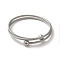 Non-Tarnish 304 Stainless Steel Double Layer Wrap Bangles, Torque Bangles, Stainless Steel Color, Wide: 0.3~1.1cm, Inner Diameter: 2-1/4 inch(5.7cm)