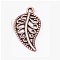 Tibetan Style Alloy Pendants, Leaf, Red Copper, 18x10.5x1.5mm, Hole: 1.2mm