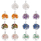 14Pcs 7 Styles Zinc Alloy European Dangle Charms, with Natural Mixed Stone Chip Beads, Flat Round with Tree of Life, Antique Silver, 54~54.5x38~39.5x4~6mm, Hole: 4~5mm, 2pcs/style