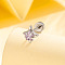 Brass Pave Cubic Zirconia Star Cartilage Earrings, with 304 Stainless Steel Pins, Stainless Steel Color, Plum, 7.3x6.5mm
