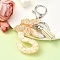 Resin & Acrylic Keychain, with Faux Suede Tassel Pendant & Alloy Findings, Letter S, 9.5cm