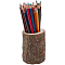 1Pc Wooden Pen Holders, Column, Coconut Brown, 83x85x100mm, Inner Diameter: 51mm