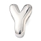Brass Initial Beads, Platinum, Long-Lasting Plated, Rack Plating, Lead Free & Cadmium Free, Letter Y, 20.5x14.5x6.5mm, Hole: 8.5x4mm