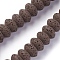 Natural Lava Rock Beads Strands, Dyed, Rondelle, Coconut Brown, 10~11x6mm, Hole: 1.8mm, about 34 pcs/Strand, 7.87 inch(20cm)