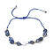 Natural Lapis Lazuli Beads Braided Bead Bracelets, with 304 Stainless Steel Beads and Natural Shell Cross, Inner Diameter: 1-1/8~3 inch(2.7~7.6cm)
