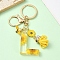 Resin & Alloy Enamel Keychain, with Alloy Clasp and Iron Rings, Letter L, 6cm, Pendant: 20~45mm
