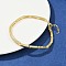Brass Micro Pave Clear Cubic Zirconia Link Bracelets for Women, Rectangle, Rack Plating, Long-Lasting Plated, Lead Free & Cadmium Free, Real 18K Gold Plated, 7-1/8 inch(18.2cm)