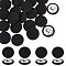 20Pcs Cloth with Aluminum Base Buttons, Flat Round, Black, 26x10.5mm, Hole: 3.3x2mm