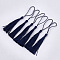 Polyester Tassel Big Pendant Decorations, Prussian Blue, 80~90x6~7mm