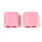 ABS Plastic Beads, Square, 2-Hole, Suitable For 5~6mm Cord, Pink, 15x15x8.5mm, Hole: 4.8mm