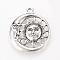 Tibetan Style Alloy Pendants, Flat Round with Sun & Moon, Cadmium Free & Lead Free, Antique Silver, 30x26.5x3mm, Hole: 2.5mm, about 240pcs/1000g