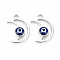 Alloy Enamel Pendants, Platinum, Cadmium Free & Lead Free, Moon with Evil Eye, Dark Blue, 20.5x14x4mm, Hole: 1.8mm
