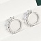 Brass Clear Cubic Zirconia Hoop Earrings, Platinum, 20x6x20.5mm