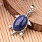 Tortoise Platinum Tone Brass Lapis Lazuli Pendants, Dyed & Heated, 34x21x7mm, Hole: 5x7mm