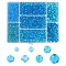 Glass Beads Sets, Faceted, Mixed Shapes, Deep Sky Blue, 6x5mm, Hole: 1mm, 160pcs
