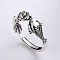 Carp with Lotus 925 Sterling Silver Adjustable Finger Rings for Women, Antique Silver, 8mm, Inner Diameter: Adjustable