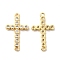Brass Pave Clear Cubic Zirconia Connetor Charms, Cadmium Free & Lead Free, Religion Cross Links, Golden, 26x15.5x2mm, Hole: 1.5mm