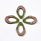 Resin & Walnut Wood Pendants, Teardrop, Green, 28x17.5x3mm, Hole: 1.8mm