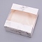 Kraft Paper Cardboard Jewelry Boxes, with PVC Window, Square, White, Box: 8x8x3.5cm