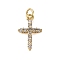 Brass Micro Pave Clear Cubic Zirconia Pendants, with Jump Ring, Cross, Real 18K Gold Plated, 18x11.5x2.5mm, Hole: 3.4mm