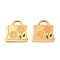 304 Stainless Steel Enamel Pendants, Bag Charms, Real 18K Gold Plated, 15x14.5x1.3mm, Hole: 2.5x4.5mm