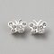Butterfly Alloy Rhinestone Hair Fastener for Women Girls Hairstyling, Silver, 11.5x14x2~6mm, Hole: 7x3.5mm