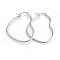 Tarnish Resistant 201 Stainless Steel Hoop Earrings, with 304 Stainless Steel Pin, Heart, Stainless Steel Color, 34~37x41~43mm, 12 Gauge, Pin: 1mm