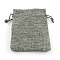 Polyester Imitation Burlap Packing Pouches Drawstring Bags, Gray, 23x17cm