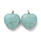 Synthetic Turquoise Pendants, Heart Charms, with Rack Plating Platinum Tone Brass Snap on Bails, 32~33x30~31x12~13mm, Hole: 5x8mm
