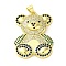 Brass Micro Pave Cubic Zirconia Pendants, Cadmium Free & Nickel Free & Lead Free, Real 18K Gold Plated Bear Charms, Sea Green, 30.5x23x6mm, Hole: 5x3.5mm