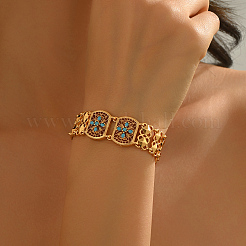 Элегантные браслеты из латунных звеньев паве из синтетической бирюзы для женщин&nbsp;ZR2967