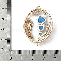 Подвески-коннекторы из латуни с микропаве из прозрачного кубического циркония и стекла в форме овала&nbsp;KK-I276-31G-B