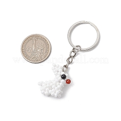 Брелки из кроличьего стекла с натуральными бусинами из сердолика и натуральными круглыми бусинами из черного оникса&nbsp;KEYC-MZ00036