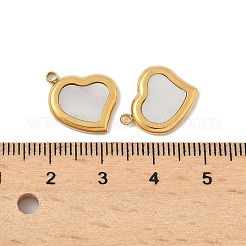 Подвески в виде сердечек из натуральной ракушки из нержавеющей стали 304&nbsp;STAS-P394-01G