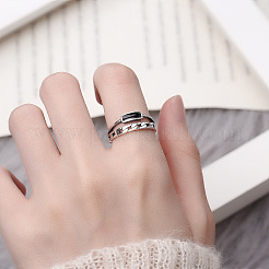 Прямоугольник 925 регулируемые кольца из стерлингового серебра с эмалью&nbsp;FS-WGE3ABB-01