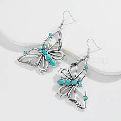 Серьги-подвески из сплава бабочек и синтетической бирюзы&nbsp;FS-WG781FC-01