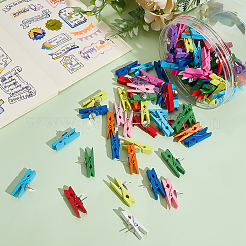 100 шт. деревянные колышки-зажимы с железными канцелярскими кнопками&nbsp;AJEW-WH0709-007