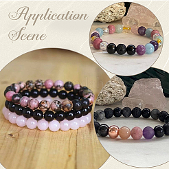 2 нити круглых бусин из натурального черного оникса (окрашенных и нагретых)&nbsp;G-SP0001-24