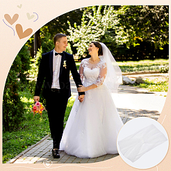 Полиэстеровая шаль на одно плечо для невесты&nbsp;AJEW-WH0596-365B