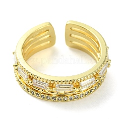 Прямоугольное открытое кольцо-манжета из прозрачного кубического циркония&nbsp;RJEW-K243-03G