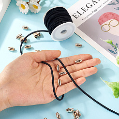 Круглый нейлоновый эластичный шнур длиной 5 м с 100 золотыми пластиковыми бусинами.&nbsp;DIY-TA0011-37