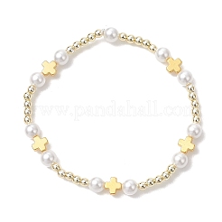 Браслеты из круглых и крестообразных бусин из ракушек и немагнитного синтетического гематита для женщин&nbsp;BJEW-JB13100