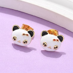 Серьги-гвоздики из латуни с эмалью для женщин&nbsp;LS-EJEW-U049-02A-G