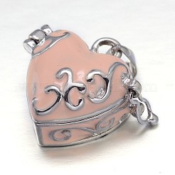 Эмали сердце стойки покрытие латунь молитва коробка подвески KK-L101-02