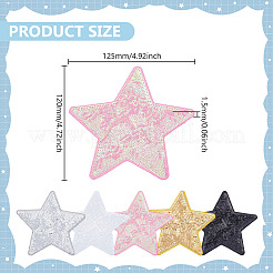 10 шт. 5 стиля звезды компьютерная вышивка ПЭТ пластиковые блестки приклеиваемые/пришивные нашивки&nbsp;PATC-ME0001-19