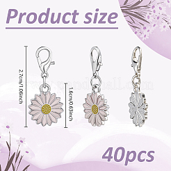40 шт. эмалевые маркеры стежков с подвеской в виде маргаритки&nbsp;HJEW-NB00205